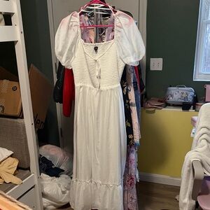 White Puff Sleeve Maxi Dress